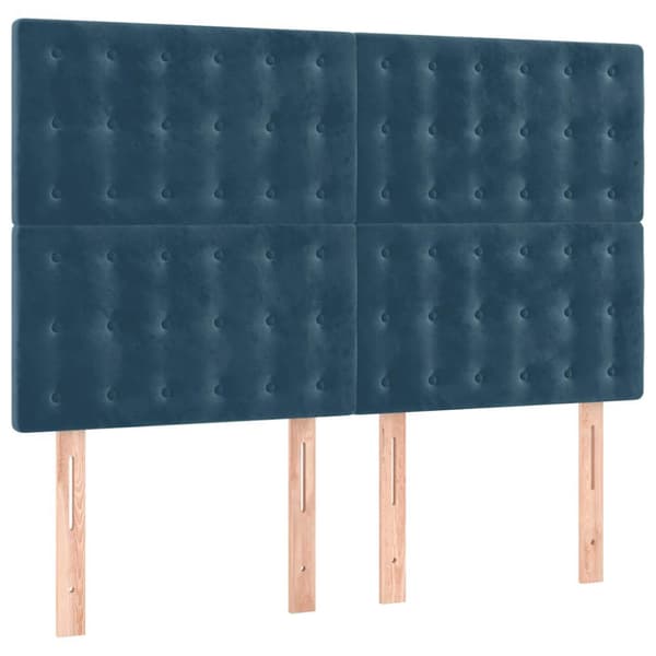 Ramsäng med madrass mörkblå 140x190 cm sammet