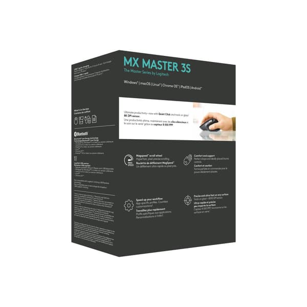 Logitech Master Series MX Master 3S - mus - 2.4 GHz, Bluetooth - grafit