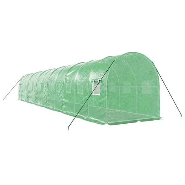 Växthus med stålram grön 24 m² 12x2x2 m