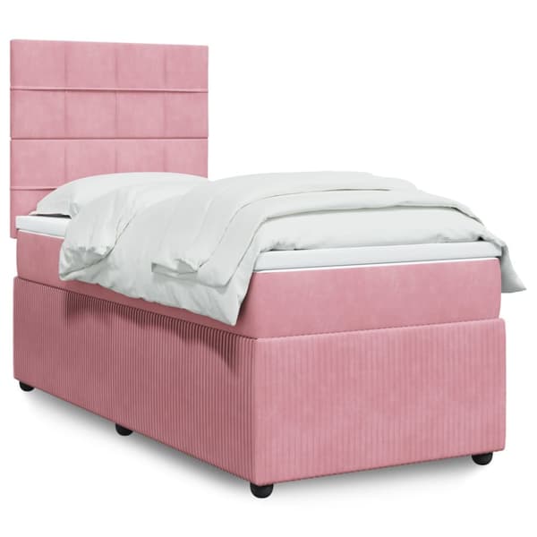 Ramsäng med madrass rosa 100x200 cm sammet
