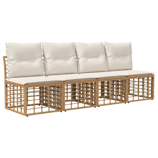 Utomhussoffset 9 pcs Naturlig och Creamvit Polyester