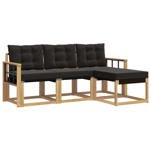 Utomhussoffset med kudde 4 pcs Vit och svart