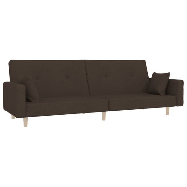 Bäddsoffa 2-sits med två kuddar brun tyg