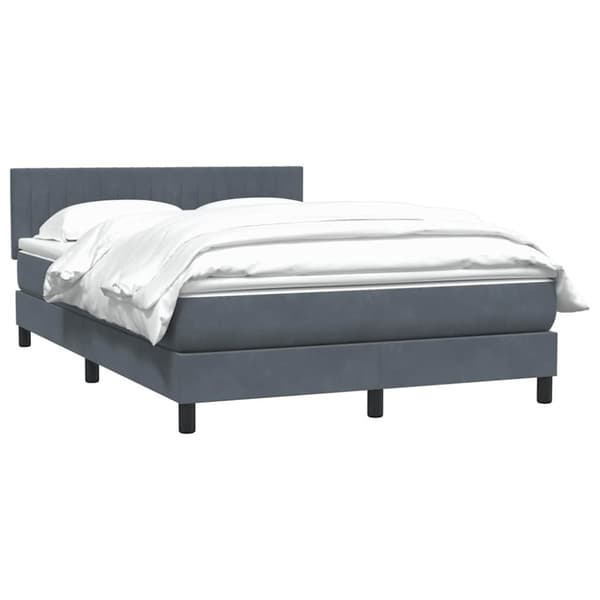 Ramsäng med madrass mörkgrå 160x210 cm sammet