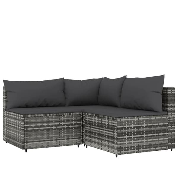 Loungegrupp med dynor 4 delar konstrotting grå