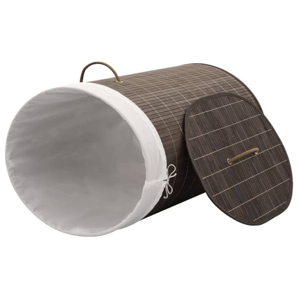 Tvättkorg i bambu oval mörkbrun