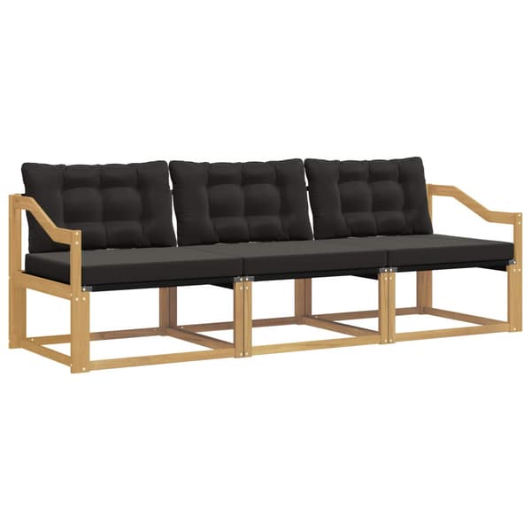 Utomhussoffset med kudde 3 pcs Vit och svart