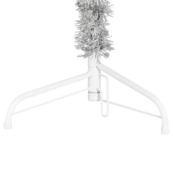 Smal halv plastgran med stativ silver 150 cm