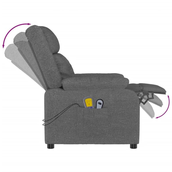 Elektrisk massagefåtölj mörkgrå tyg