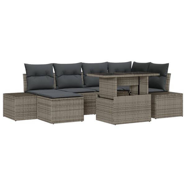 Trädgårdsoffset med lagring 7 pcs Grå Poly rattan