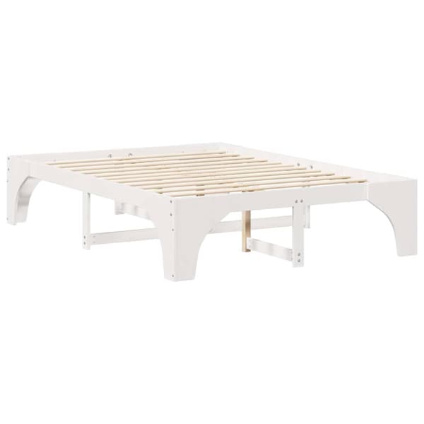 Sängram Vit 150 x 200 cm Massiv furu