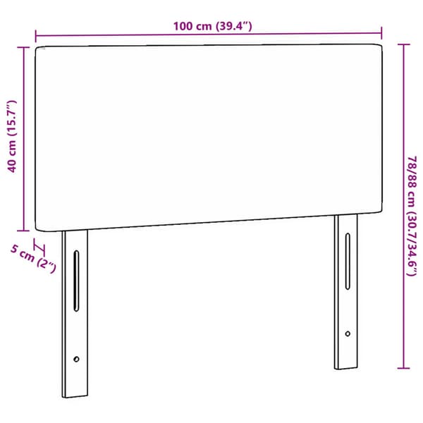 Huvudgavel Ljusgrå 100 cm Kordread tyg