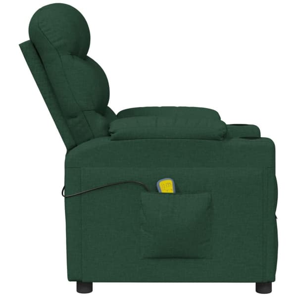 Massagefåtölj mörkgrön tyg