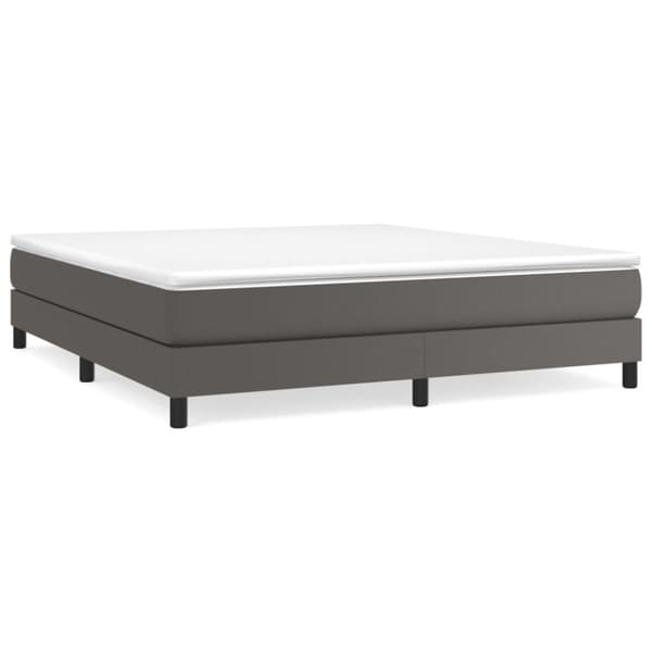 Boxspring-sängram grå 160x200 cm konstläder