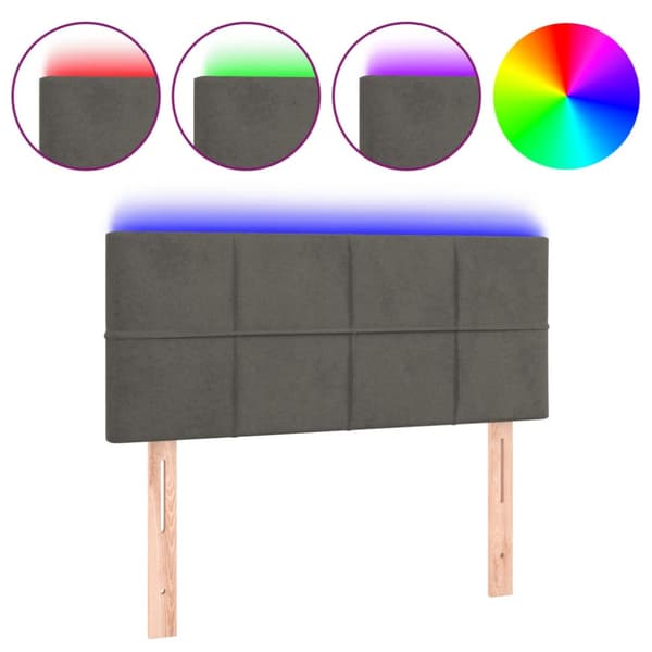 Sänggavel LED mörkgrå 80x5x78/88 cm sammet