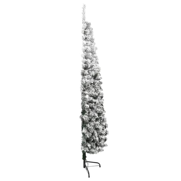 Smal halv plastgran med snö 150 cm