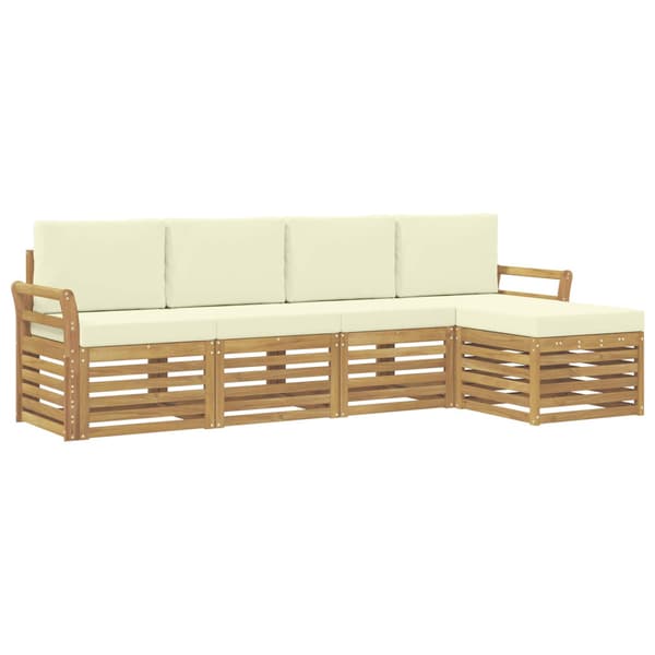 Utomhussoffset 5 pcs Vit och grädde 253 x 122,5 x 73 cm