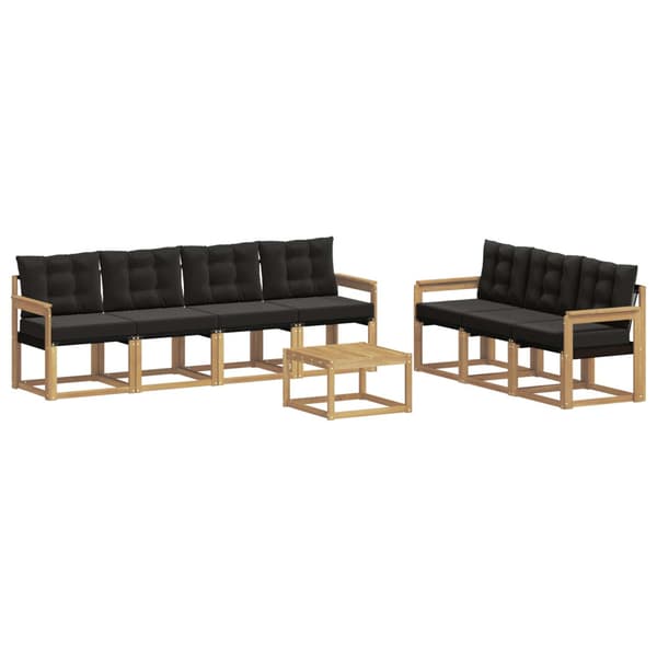 Utomhussoffset med kudde 8 pcs Vit och svart