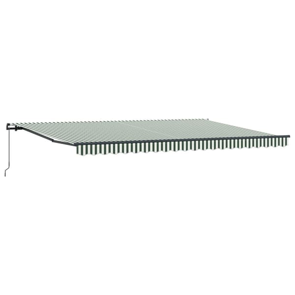 Utfällbar markis Grön och Vit 500 × 350 cm Polyester och Stål