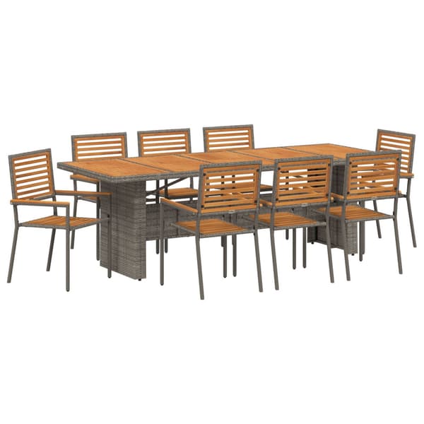 Trädgårdsmöbelset 9 pcs Grå och Brun konstrotting
