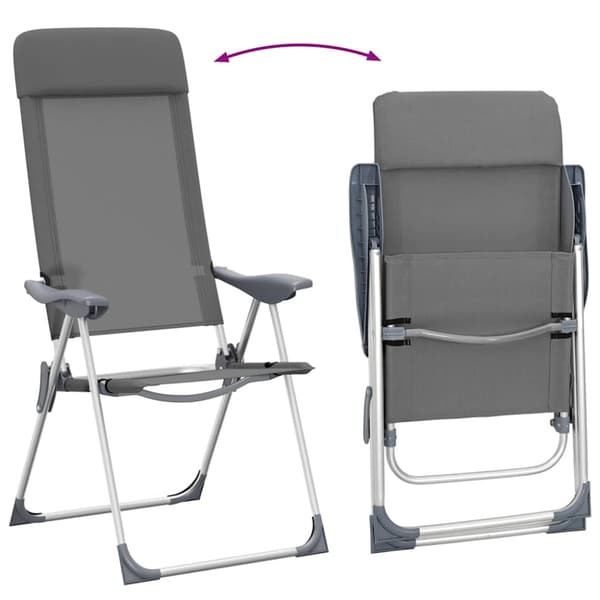 Hopfällbara campingstolar 4 st aluminium grå