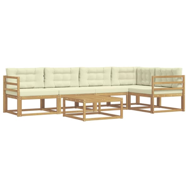 Utomhussoffset 6 pcs Vit och grädde 79 x 79 x 37 cm Polyester