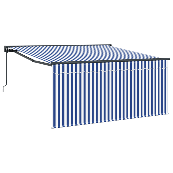 Utfällbar markis Blå och Vit 300 x 250 cm