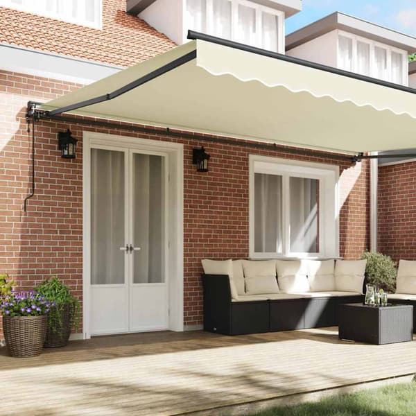 Markisram Kräm 500 × 300 cm Polyester med PU-beläggning