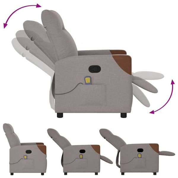 Massagefåtölj taupe tyg