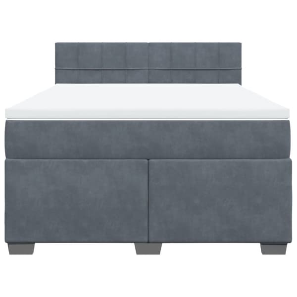 Ramsäng med madrass mörkgrå 160x200 cm sammet