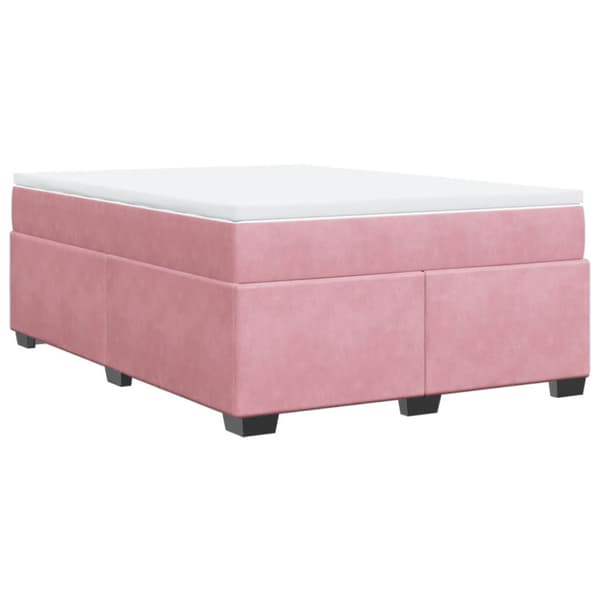 Ramsäng med madrass rosa 140x190 cm sammet