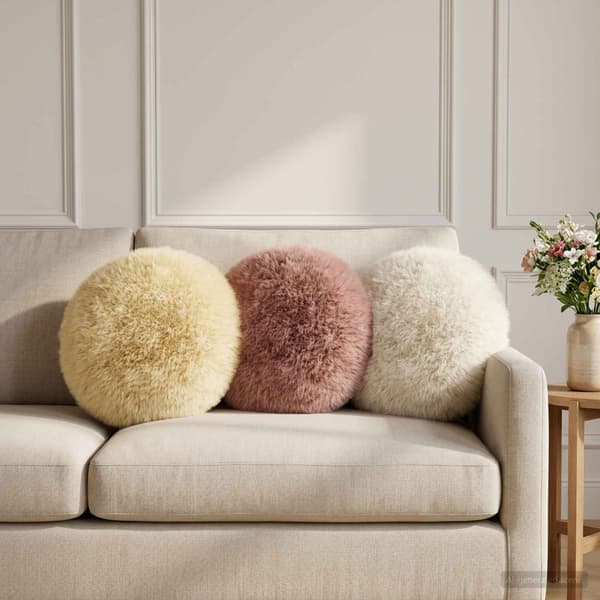 Kuddöverdrag 2 st HEERLEN Gräddvit Ø 40 cm PV Fleece