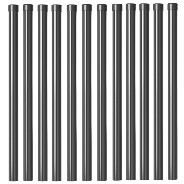 Stängselstolpe 12 pcs Grå 70 cm Pulverlackerad stål