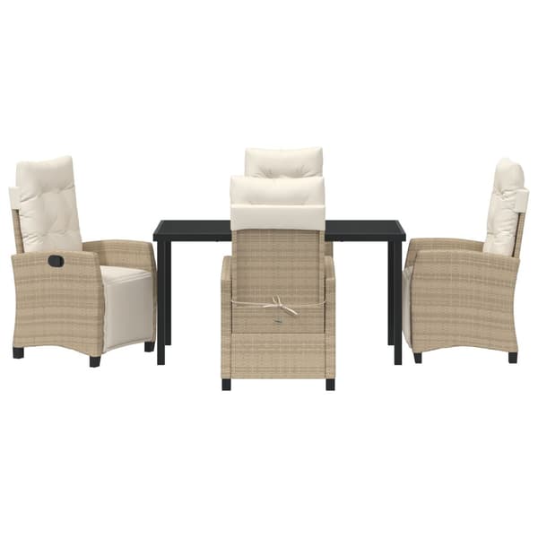 Trädgårdsmöbelset med kudde 5 pcs Beige konstrotting