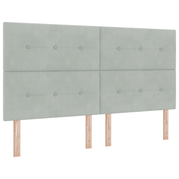 LED Box Säng med madrass Ljusgrå 180 x 200 cm Sammet