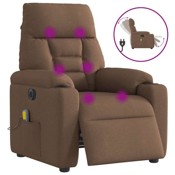 Elektrisk massagefåtölj brun tyg