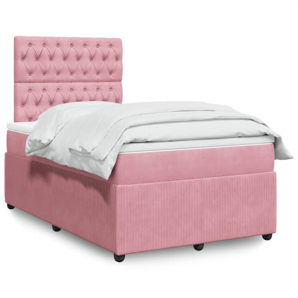 Ramsäng med madrass rosa 120x200 cm sammet