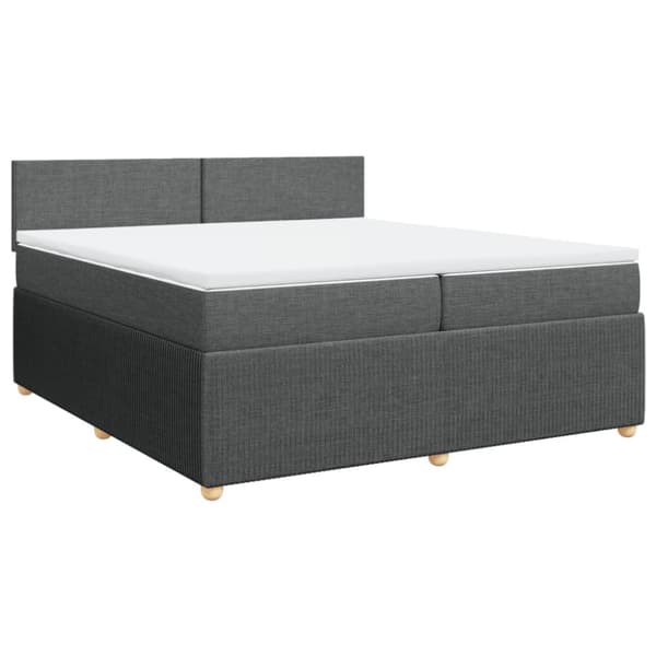 Ramsäng med madrass mörkgrå 200x200 cm tyg