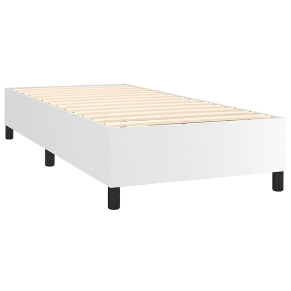 Boxspring-sängram vit 90x200 cm konstläder
