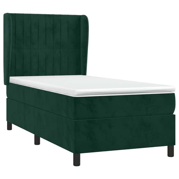 Ramsäng med madrass mörkgrön 80x200 cm sammet