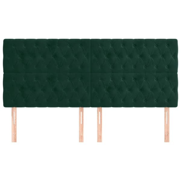 Sänggavel mörkgrön 200x7x118/128 cm sammet
