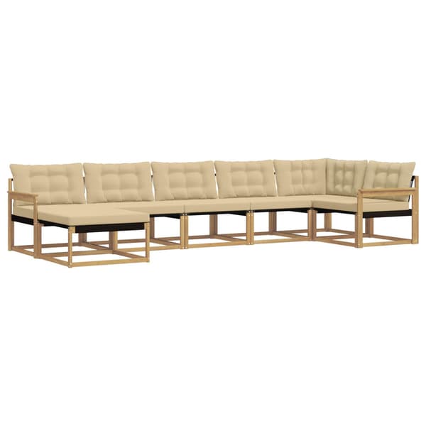 Utomhussoffset med kudde 7 pcs Vit och Beige