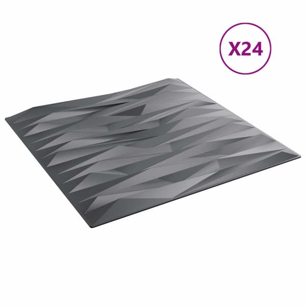 Väggpaneler 24 pcs Sten grå 50 x 50 cm XPS Skum