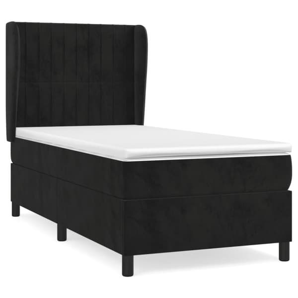 Ramsäng med madrass svart 80x200 cm sammet