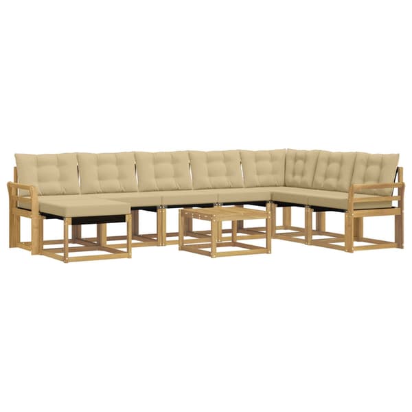 Utomhussoffset med kudde 9 pcs Vit och Beige