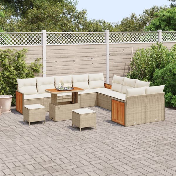 Trädgårdsoffset 17 pcs Beige och gräddfärgad konstrotting
