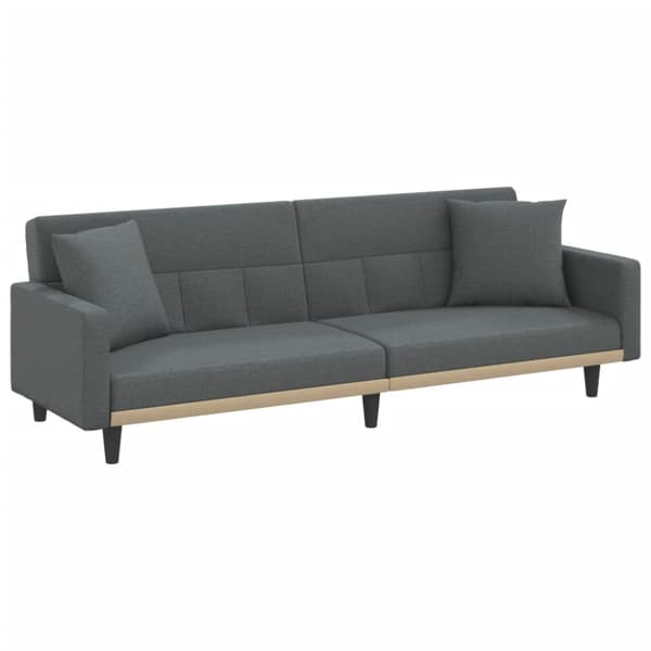 Bäddsoffa med armstöd mörkgrå tyg