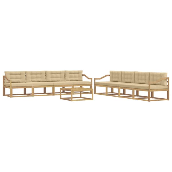 Utomhussoffset 9 pcs Vit och Beige 79 x 79 x 37 cm Polyester