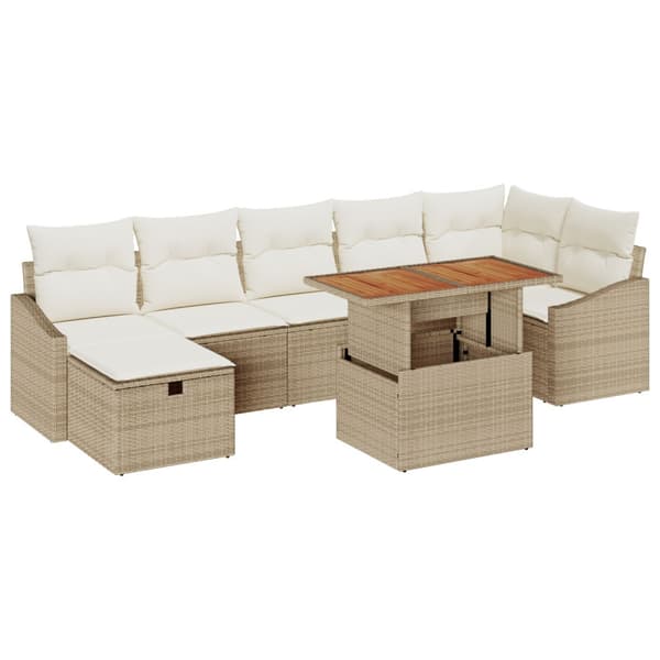 Trädgårdsoffset 8 pcs Beige konstrotting