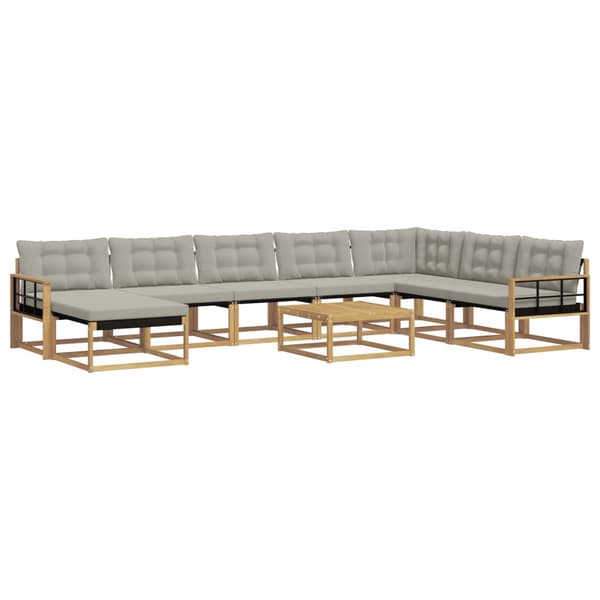 Utomhussoffset 9 pcs Vit och ljusgrå 79 x 79 x 37 cm